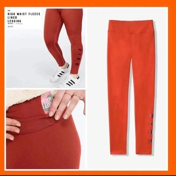 🆕Victoria’s Secret Pink Leggings & Sport Bra Set Rust XS 🆕 - Picture 4 of 8